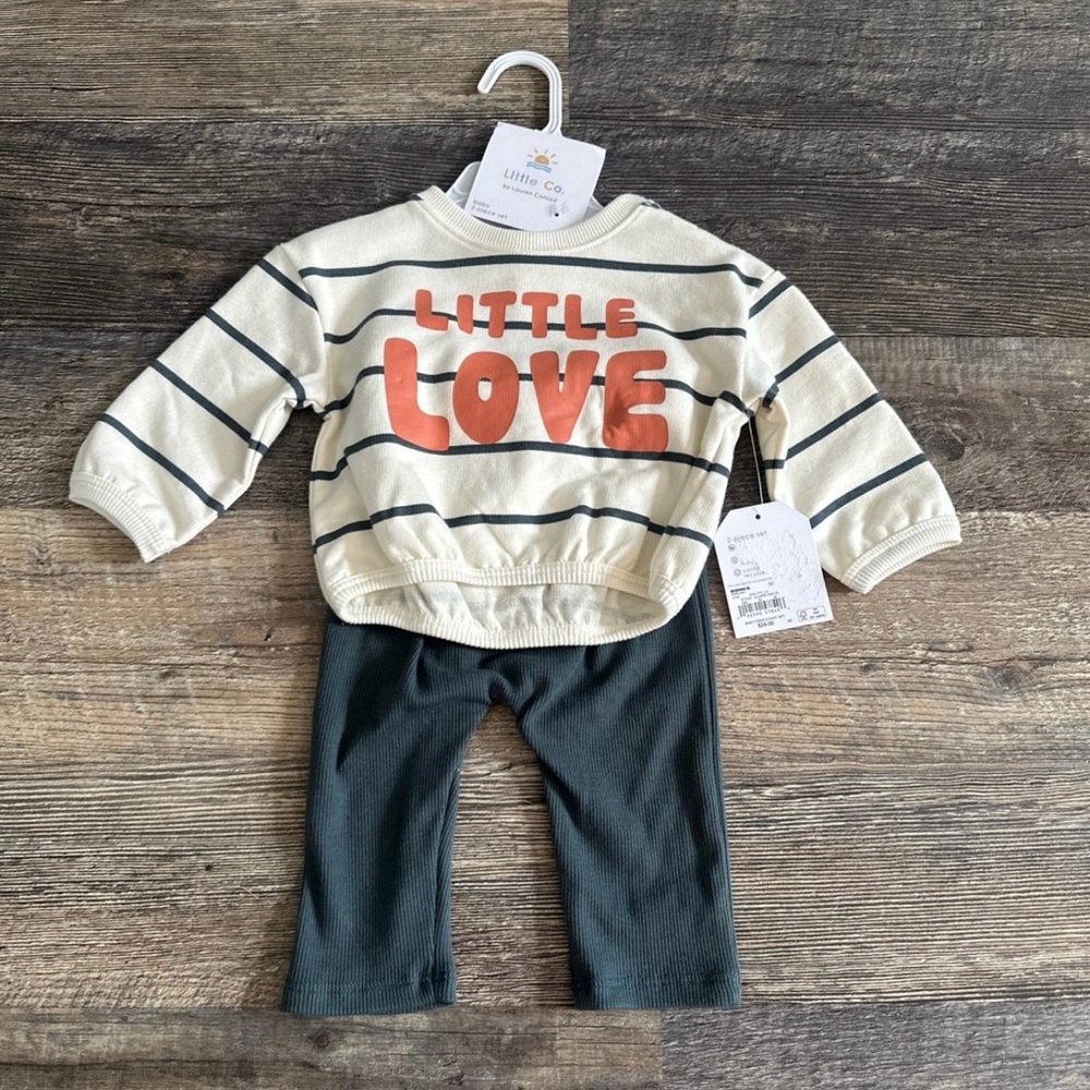 Little Co. Cream and Black Striped Kids Leggings
